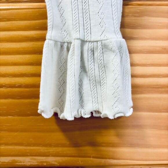 Intimately Free People Cream Ruffled Cropped Crop Shirt Top Tee Size S - Picture 3 of 7